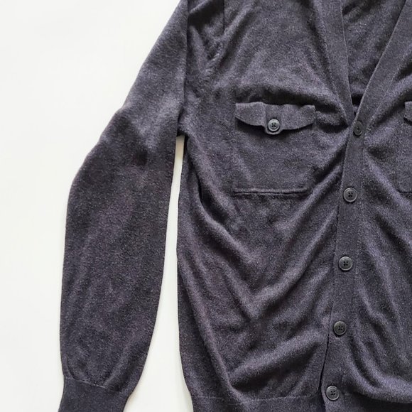 JF Ferrar Mens Medium Button Down Cardigan Sweater Gray Cotton Modal - Picture 2 of 5